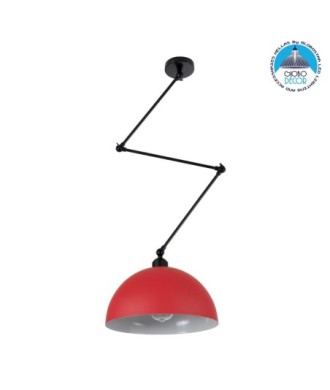 GLOBOSTAR® LOTUS 00938 Μοντέρνο Φωτιστικό Οροφής με Ντουί 1 x E27 AC 220-240V IP20 - Κόκκινο & Μαύρο - Μ30 x Π30 x Υ21cm